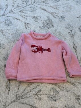 Red Wagon Roll Neck Pink Knit Sweater with Red Lobster 2T